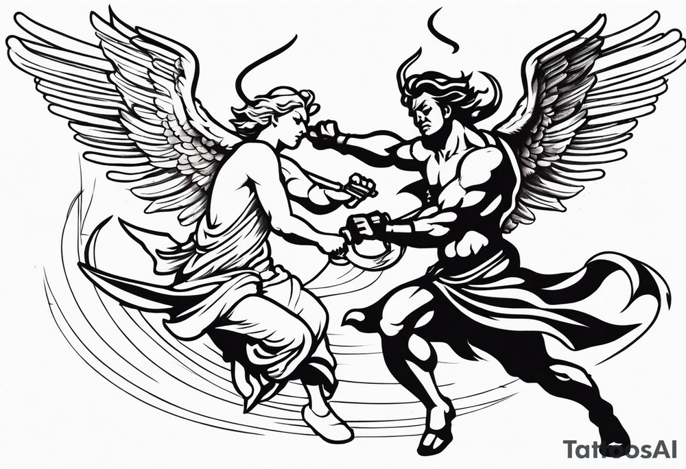 angel fighting a demon tattoo idea