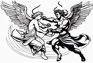 angel fighting a demon tattoo idea