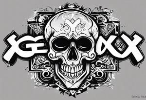 street art graffiti skull with the words "GenX OG" tattoo idea