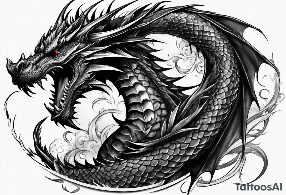 Dark dragon time tattoo idea