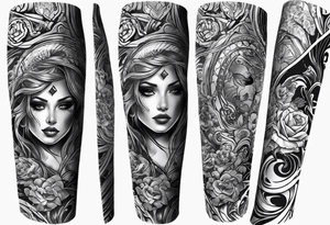 rock a Billy ganzer Arm sleeve mit verschiedenen Motiven tattoo idea