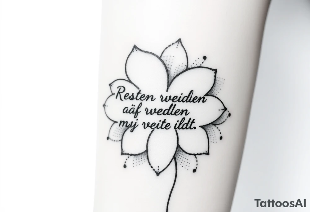 create a flower tattoo where the follomg text is indluded in the flower

Text: Resten af verden må vente lidt tattoo idea