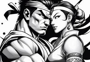 street fighter 3 ken versus chun li fighting tattoo idea