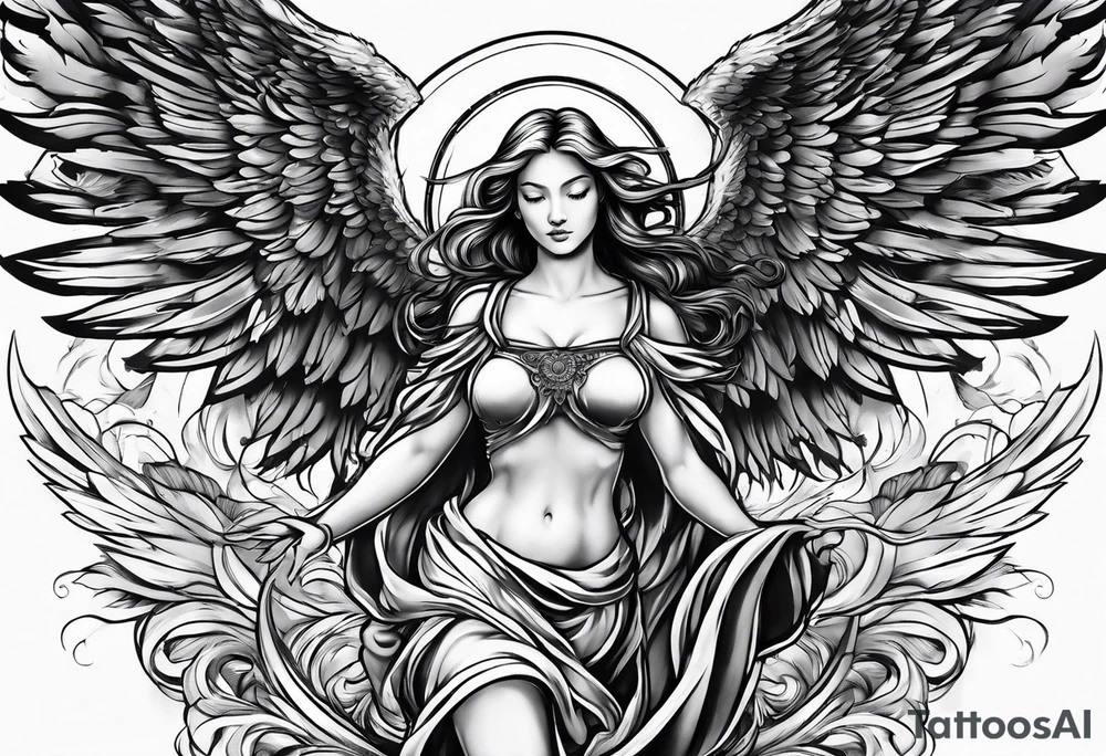 Sexy angel rising in the sky tattoo idea
