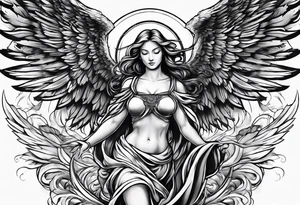 Sexy angel rising in the sky tattoo idea
