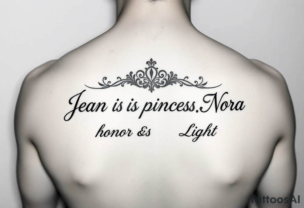 Meaning of the names Jean God is gracious, Sara princess, Nora honor & light tattoo idea