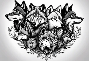 Wolf family of 5 tattoo idea