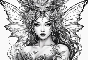 complete fairy nymph with dragon tattoo idea