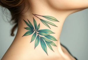 realistic large movement woven palm leaves tattoo idea