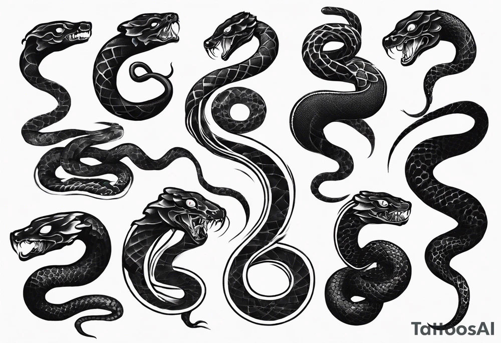 lots of black.  a snake going from chest to shoulder tattoo idea