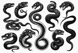lots of black.  a snake going from chest to shoulder tattoo idea