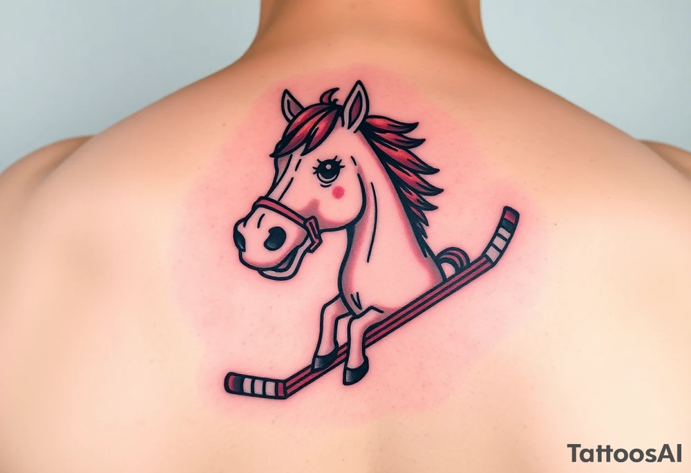 Horse with hockey sticks tattoo idea