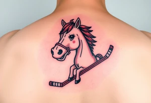 Horse with hockey sticks tattoo idea