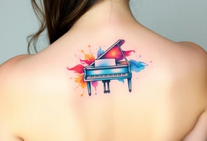 Colorful piano tattoo idea