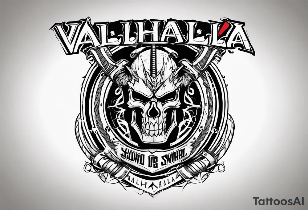 Valhalla sword shield barb wire tattoo idea