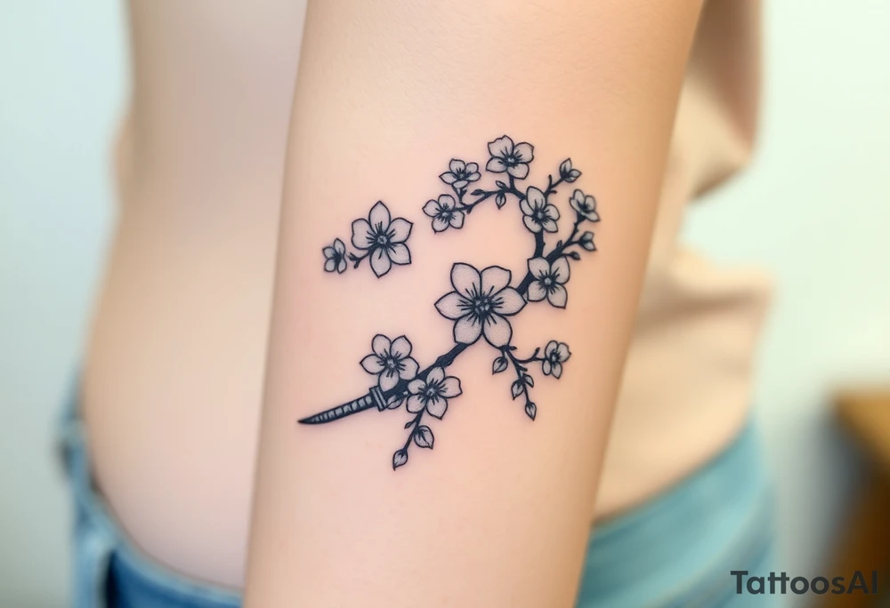 Samurai Sword cherry blossoms tattoo idea
