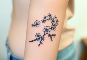 Samurai Sword cherry blossoms tattoo idea