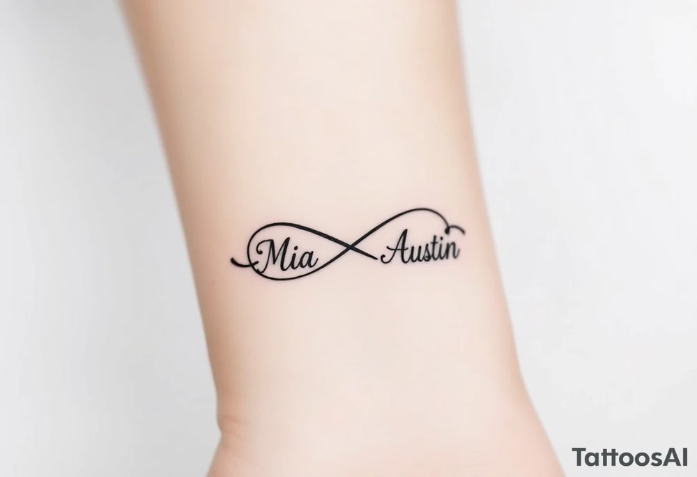 Infinity symbol with the name's Mia and Austin tattoo idea