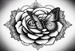 Rosen  mit Mandala unten dran und Schmetterlinge Klein tattoo idea