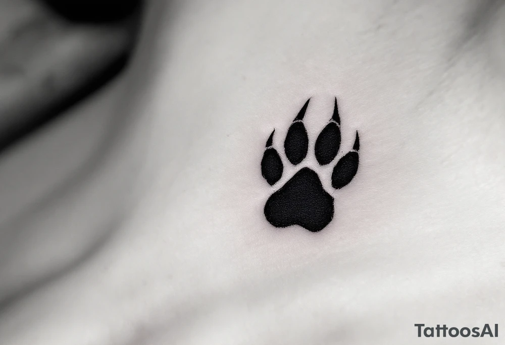 Minimalist Black Wolf Paw – A clean, solid black wolf paw print, representing loyalty, intuition, and freedom. tattoo idea