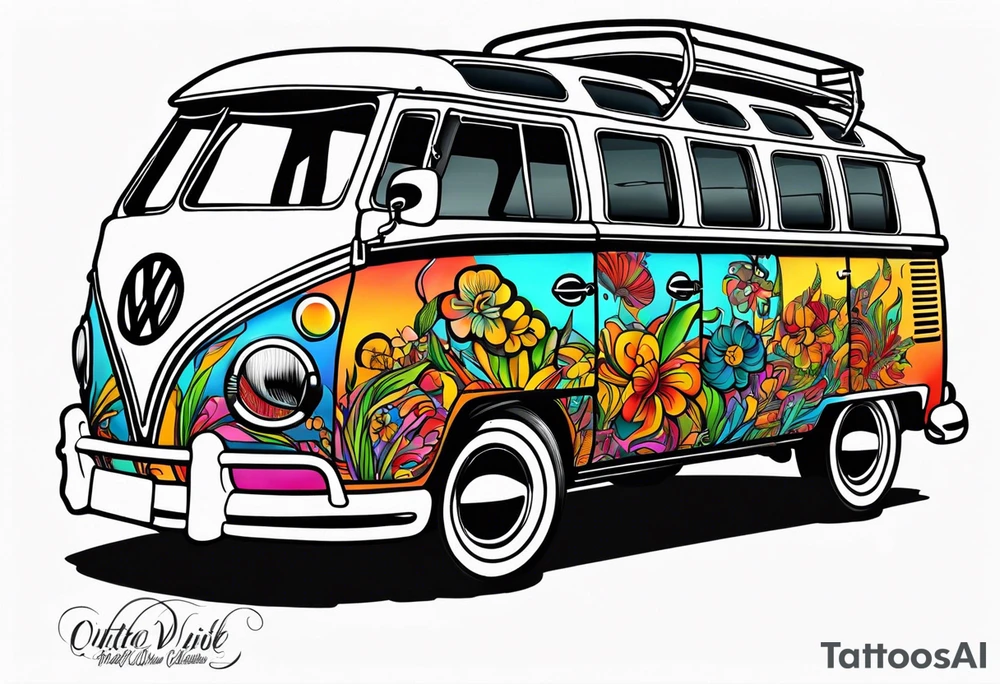 1967 21 window vw bus ragtop tattoo idea