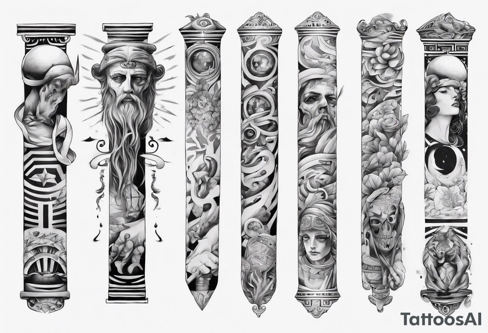 greek arm sleeve tattoo idea