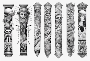 greek arm sleeve tattoo idea
