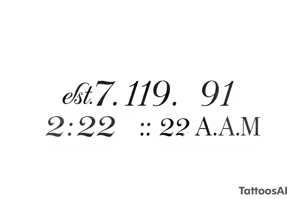 Est. 07.19.91  2:22 A.M tattoo idea