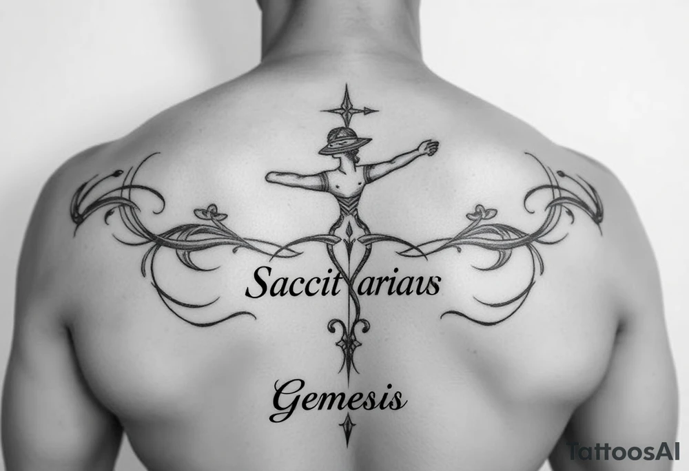 Sexy Sagittarius December 6th with the name genesis tattoo idea