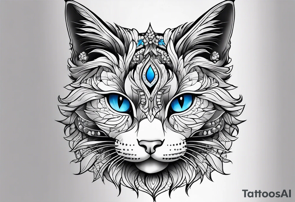 blue cat tattoo idea
