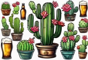 Beer bro cactus tattoo idea