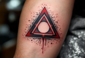 A red triangle with sharp edges and a matte center, symbolizing passion and power. tattoo idea