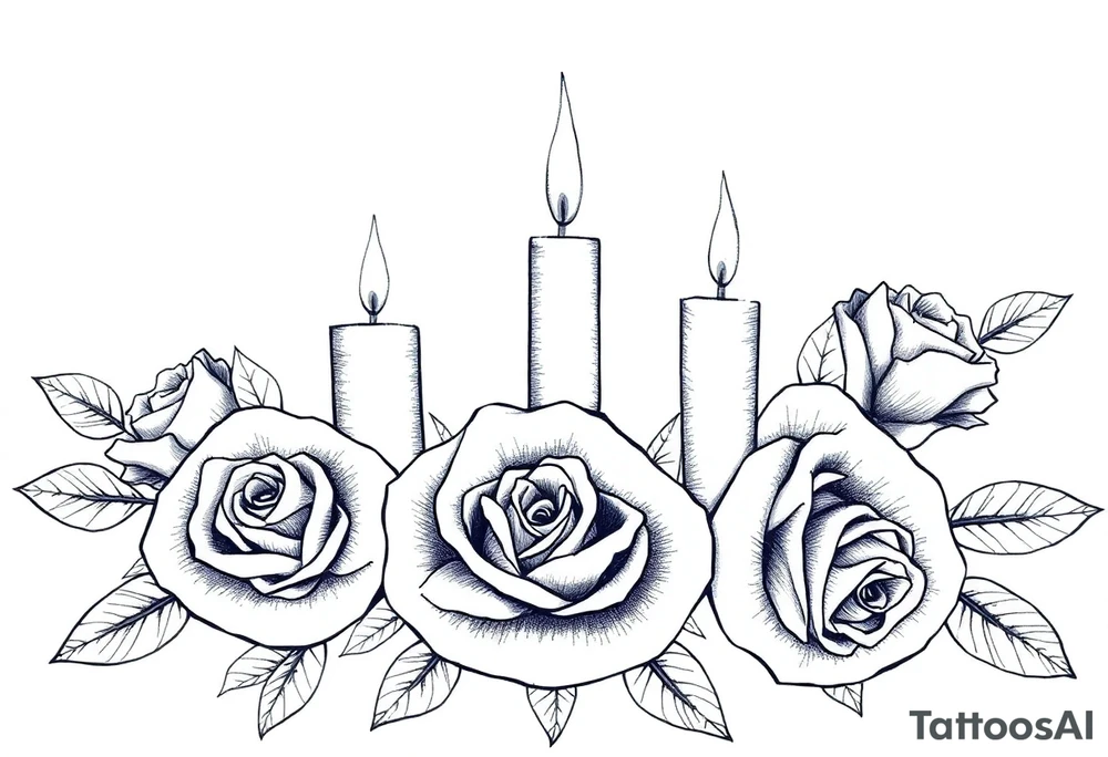 Passed love one, roses, candles, blue tattoo idea