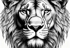 Half lion face half elephant face tattoo idea