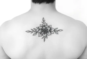 Make something similar to this. It should be a small, unique floral design. Use soft shading. tattoo idea