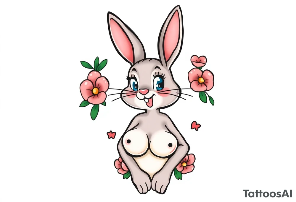 lola bunny with large breasts tattoo idea