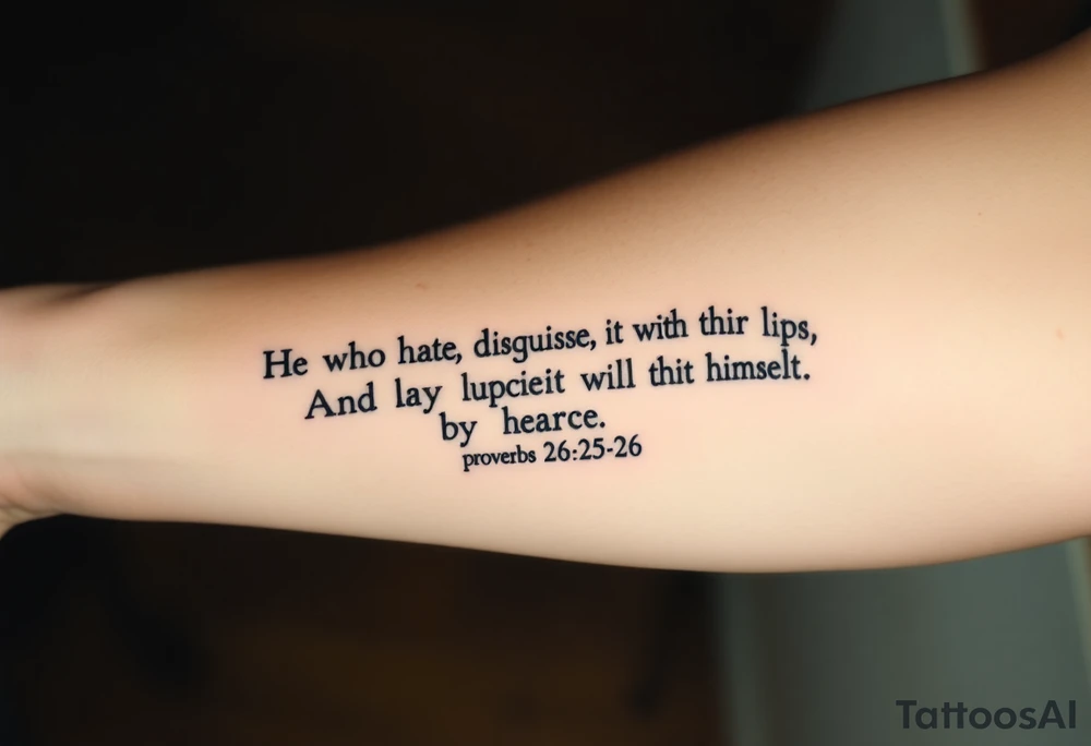 proverbs 26:25-26
He who hates, disguises it with his lips, And lays up deceit within himself,Their hatred may be concealed by deception, but their wickedness will be exposed in the assembly with theater masks tattoo idea