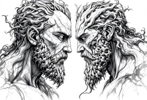 Hades forward facing stone portrait Greek mythology tattoo idea