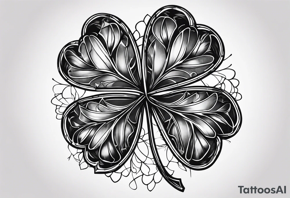 Black Four leaf clover shattered like glass tattoo idea