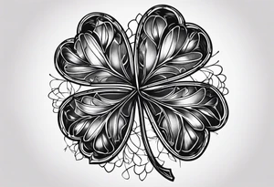 Black Four leaf clover shattered like glass tattoo idea