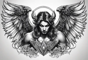 Devil with angel wings aggressive tattoo idea