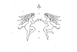 Gemini stars constellation in the sky with sacred geometry and cosmic elements in Egyptian language tattoo idea