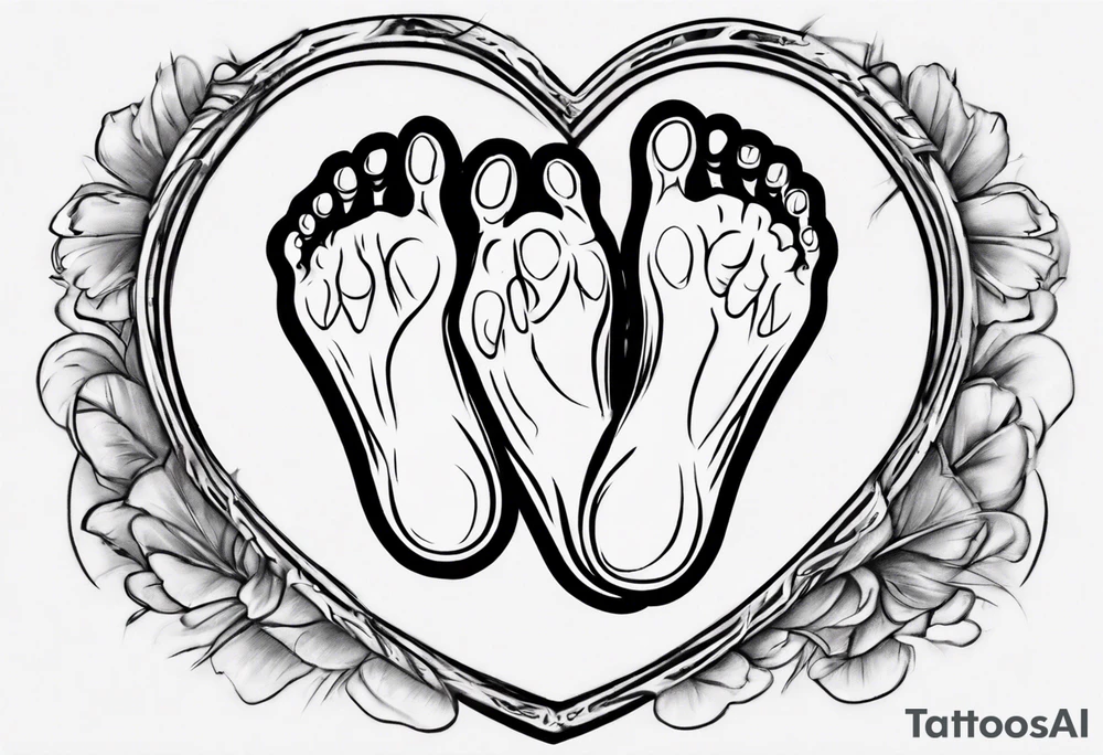 A heart with a CTG line. There are 2 small baby feet in the CTG line tattoo idea