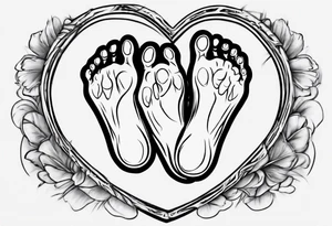 A heart with a CTG line. There are 2 small baby feet in the CTG line tattoo idea