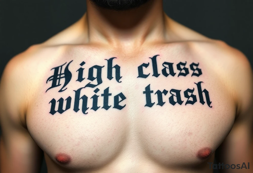 Chicano style lettering of high class white trash tattoo idea