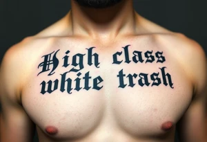 Chicano style lettering of high class white trash tattoo idea