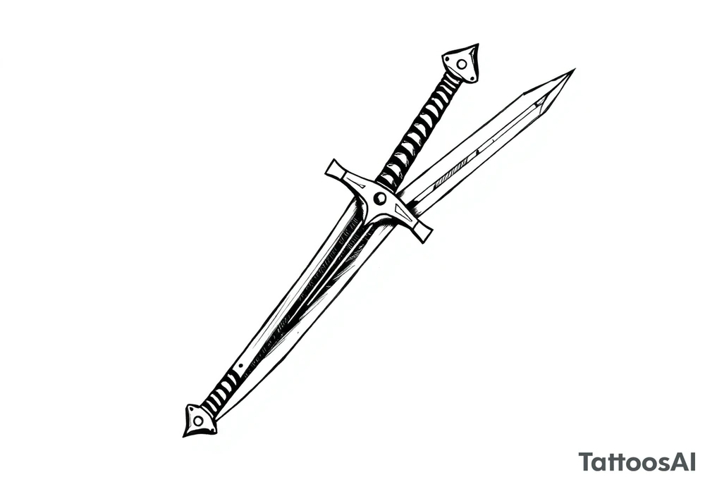 generate one sword and make the tip of the edge kind of pushed in, then purtude back out at the tippy top tattoo idea