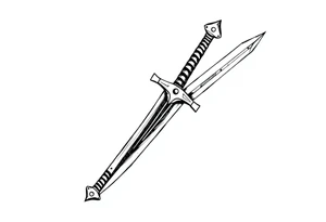generate one sword and make the tip of the edge kind of pushed in, then purtude back out at the tippy top tattoo idea