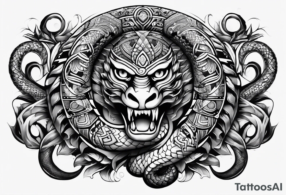 aztec snake sleeve tattoo idea