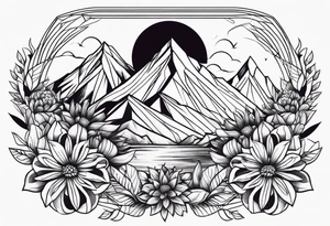 Mountain abstract flower tattoo idea